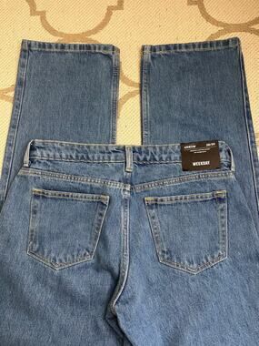 Weekday Arrow Low Rise Straight Leg Jeans Medium Dusty Blue Size 28x30, NWT